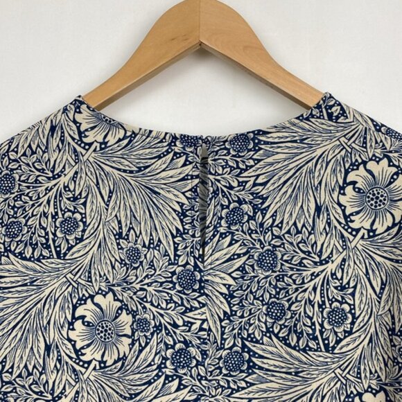 H&M x William Morris & Co 8 Floral Print Top Blouse Navy Blue Ivory - Picture 13 of 15